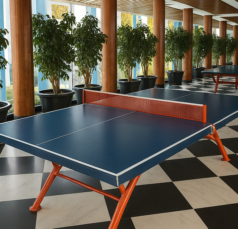 Table tennis setup at Roadies Rostel, perfect for fun-filled one day picnic near Ahmedabad